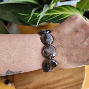 Smoky Quartz Cirle Bead Bracelet